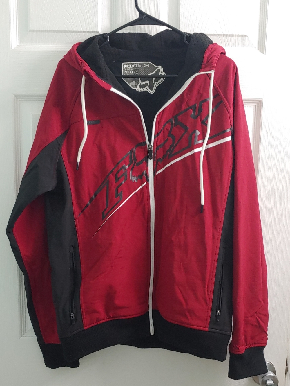 Fox Tech Bionic Jacket 2000mm Men's Red And Black Hooded Moto Full Zip Size L
